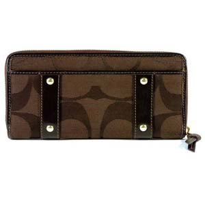 Coach(コーチ) アコーディオン ジップ アラウンド長財布 ゾーイ シグネチャー ブラウン 41854