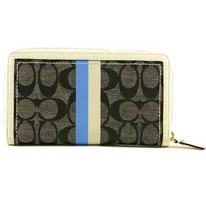 Coach(コーチ) アコーディオン ジップ アラウンド 長財布 ヘリテージ ストライプ ホワイト 42380